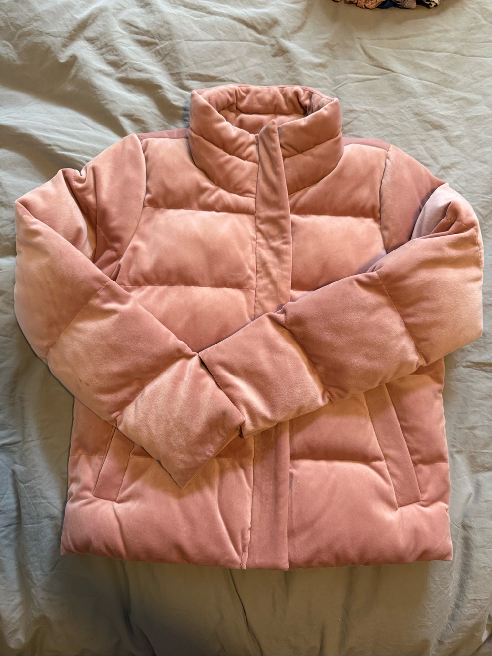 Abercrombie & Fitch Pink Velvet Puffer Coat